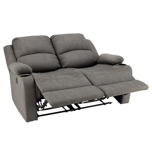 Camper Comfort 58" Wall Hugger Reclining RV Theater Seats | Double Recliner RV Sofa | RV Couch | Wall Hugger Recliner | RV Theater Seating | RV Furniture (Manual, Slate) - color: Slate, style: Manual