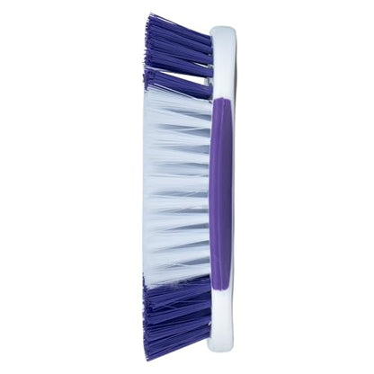 Fabuloso Cleaning Brush, Compact Hand Scrub Brush with Easy Grip Rubber Texture for Kitchen, Bathroom, Tile, Baseboards and Floors, Firm Bristles for Indoor Surface Cleaning, White & Purple, 6 Inch - size: Hand-Held Scrub Brush