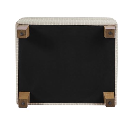HomePop 22" Modern Rectangular Storage Ottoman - White Woven Stripe - color: White Woven Stripe