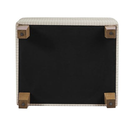 HomePop 22" Modern Rectangular Storage Ottoman - White Woven Stripe - color: White Woven Stripe