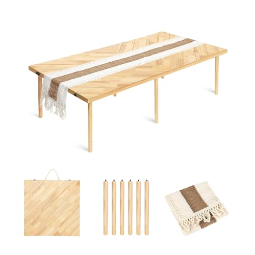 44x22 Low Floor Folding Picnic Table | Portable low table for 4-6, with adjustable height, mortise & tenon joints, and runner for beach picnics. - size: Small Size for 4