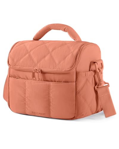 BAGSMART Insulated Lunch Bags for Women, Cute Quilted Lunch Box, Lightweight Puffy Padded Waterproof Lunch Tote, Reusable Lunch Cooler for Work Picnic Travel, Clay Orange - color: Clay Orange, size: Medium(normal)