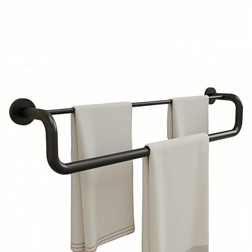 Double Towel Bar,Double Towel Rack for Bathroom,24 Inch Matte Black Towel Holder, Bath Towel Rack for Bathroom Wall Mounted,SUS304 Stainless Steel Easy to Install - color: Matte Black, size: 24 inch