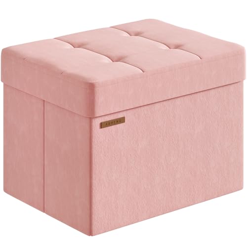 ABHENG Folding Storage Ottoman, Velvet Storage Bench, Footrest, Foot Stool,for Living Room, Bedroom and Office,12.2 x 16.1 x 12.2 Inches, 200 kg Load Capacity,Jelly Pink,UASND03P - color: Jelly Pink, size: 12.2 x 16.1 x 12.2 Inches