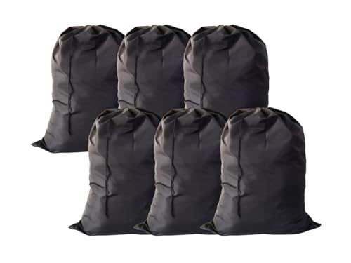 Extra Large Laundry Bag 6 Pack – Black 30"x40" Heavy Duty Travel Laundry Bags with Drawstring Closure, Bulk Dirty Clothes Organizer for Family, College Dorm, Sports Team, Home & Travel - color: Black