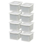 IRIS USA File Box, Plastic File Organizer with Lids for Letter/Legal File, Portable Document Box For Moving, Storage Bin with Durable and Secure Lid, Stackable Nestable BPA-Free, Pearl 35 Qt. 8 Pack - style: Pearl - 8 Pack