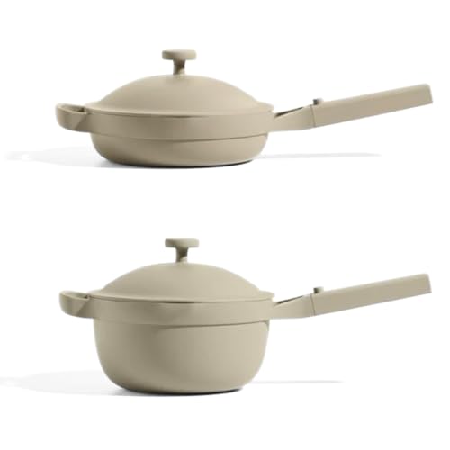 Our Place Mini Cookware Duo | 6-Piece Ceramic Cookware Set with Mini Always Pan & Mini Perfect Pot | Induction & Oven Safe up to 450°F | Nonstick, PFAS-Free Non-Toxic Cookware | Steam - color: Steam, size: Mini