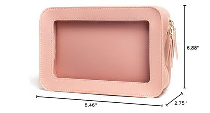 LETGO Clear Makeup Bags, TSA Approved Toiletry Bag with Zipper, Clear Makeup Organizer Fit Carry-on Travel Essentials,Clear Cosmetic Bags for Women Men (C-Pink) - color: C-Pink