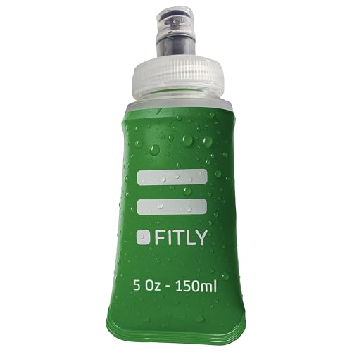 FITLY Soft Flask - Shrink As You Drink Soft Water Bottle for Hydration Pack - Folding Water Bottle Ideal for Running, Hiking, Cycling, Climbing & Rigorous Activity - color: Forest Green, size: 5 Ounces