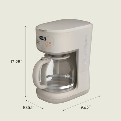 BELLA 12 Cup Programmable Coffee Maker, Reusable Dishwasher Safe Accessories, Easy LCD display, Auto Shutoff, 900 watt, Oatmilk - color: Oatmilk