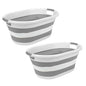 Laundry 360 2pk Collapsible Laundry Basket | Portable | Space Saver Storage | Hold 2 Loads | Store Under the Bed or Closet | Good for Kids | Dorm | Bedroom | Large | White/Grey - size: 2 Pack White 40L
