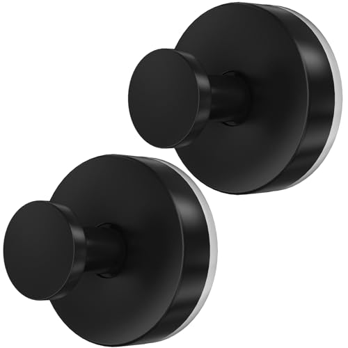 Suction Cup Hooks for Shower, 2 PCS No-Drill Towel Holder for Bathrooms Wall, Glass Door, Mirror, Tiles, Kitchen, Hold Robe & Wreath, Hanging up to 15 lbs – Waterproof & Rustproof, Matte-Black - color: Matte-Black