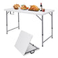 Folding Camping Table 4 Foot Adjustable Height 350lbs, 4FT Folding Picnic Card Table for Outdoor, Plastic Rectangular Dining Work Tables for Indoor, Heavy Duty Fold-in-Half Tray Tables - size: 4 FT