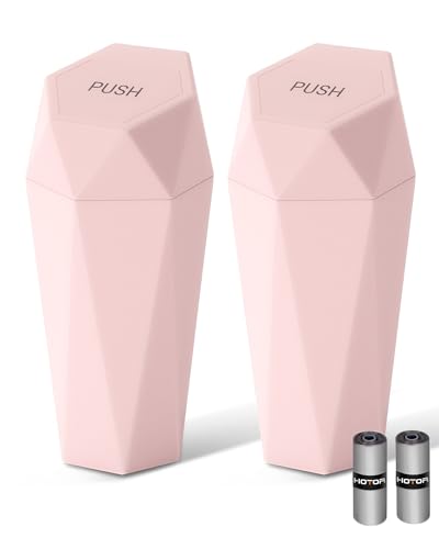 HOTOR Car Trash Can with Lid - 2 Pack, Car Accessories for Interior, Leakproof Vehicle Garbage Can with 30 Attached Trash Bags, Multipurpose Organizers and Storage for Home, Office, Pink - color: Pink