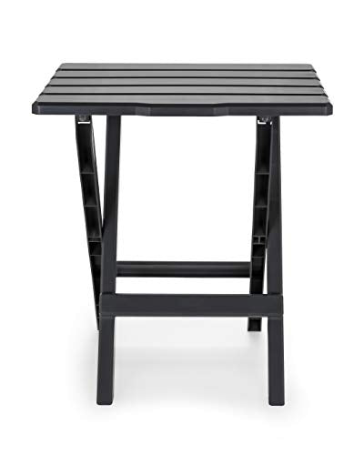 Camco 51885 Large Adirondack Portable Outdoor Furniture Folding Table, Charcoal