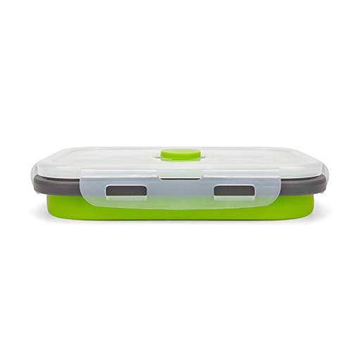 CARTINTS Set of 3 Collapsible Food Storage Containers with Lids, Collapsible Silicone Bowls, Silicone Lunch Containers, For Meal Prep, Camping, Travel, Microwave and Freezer Safe,500ml,Green - color: green