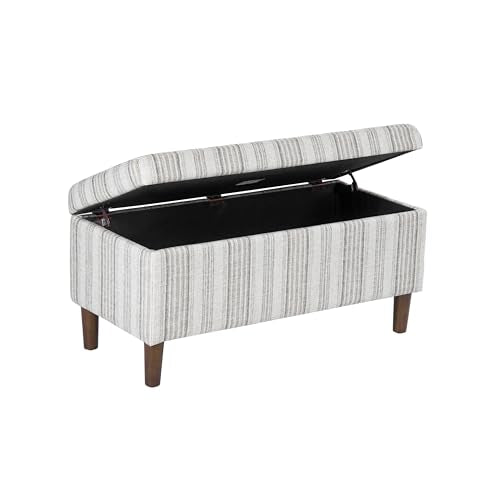 HomePop Malmo 36" Storage Bench - Gray Striped Pattern - color: Gray Striped Pattern