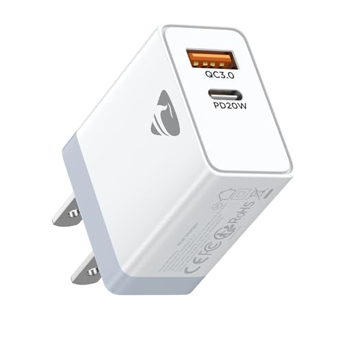 USB C Charger Block, Type C Fast Charging Blocks [PD 20W USB-C & QC 3.0 USB-A Port] USB Wall Plug Cube Wall Adapter USBC Charger Block Compatible with iPhone 16 15 14 13 12 11 Pro Max XR XS 8, Samsung - color: 20W White