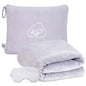 Travel Blanket Pillow,Airplane Blanket Compact with Bag Eye Mask, Ultra-Soft,Warm & Lightweight Included,Travel Essentials for Women & Men, Luggage Sleeve & Backpack Clip 65x40 in, Grey - color: Grey
