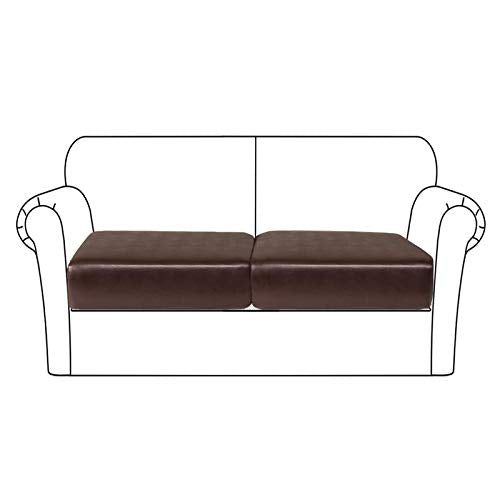 PU Leather Sofa Cushion Covers Sofa Seat Slipcover with Elastic Bottom Waterproof Furniture Protector for Settee Seater Replacement, Set of 2 (2 Pieces, Chocolate) - color: Chocolate, size: Loveseat Cushion - 2 Pack