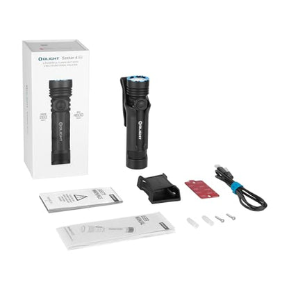 OLIGHT Seeker 4 Pro Rechargeable Flashlights, 4600 Lumens High Powerful Bright Light with USB C Holster, Waterproof IPX8 for Emergencies, Camping, Searching (Matte Black Cool White) - color: Black