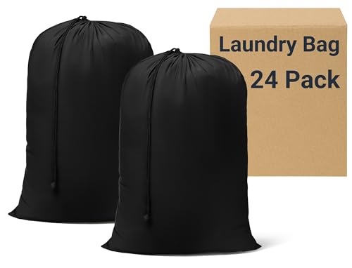 ZPECC Bulk Travel Laundry Bag,Extra Large Heavy Duty Laundry Bags 24 Pack,Washable Dirty Clothes Organizer for Commercial College Dorm Hotel Camping and Home Storage 30x40(Black) - color: Black