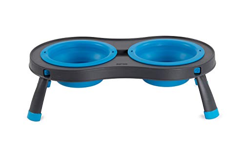 Dexas Pets Double Elevated Pet Feeder, 2.5 Cup Bowls, Pro Blue (PW1104322194) - color: Pro Blue, size: Large/2.5 Cup Capacity Bowls