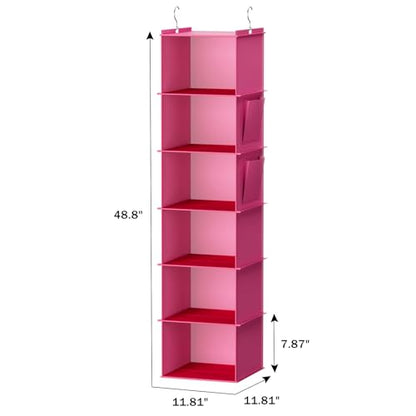 YOUDENOVA Hanging Closet Organizer, Closet Hanging Storage Shelves (Pink) - color: Pink