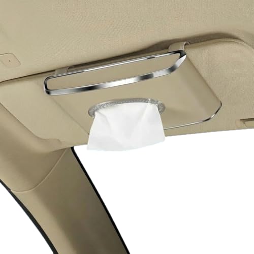 Faux Leather Car Tissue Box for Car Interior, Multi-Function Tissue Holder with Visor Clip, Armrest & Back Seat Napkin Organizer, Vehicle Tissue Dispenser Accessories (Beige Hanging) - color: Beige Hanging