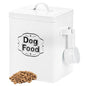 Youeon 5-7 Lbs(25 Cup) Metal Dog Food Storage Container with Lid and Scoop, Airtight Dog Treat Container, Farmhouse Pet Food Storage Container, Cute Dog Food Canister, Gift for Dogs and Owners, White