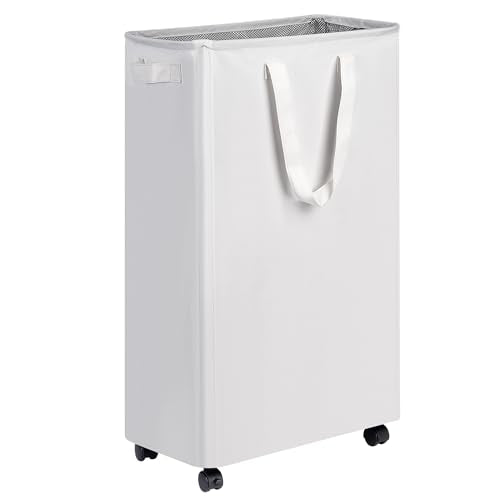 efluky Slim Laundry Hamper with Wheels, Rolling Laundry Basket for Clothes, Small Laundry Basket for Bedroom, Dorm and Laundry Room, 75L (19.8 Gallons) White - color: White, size: 75L