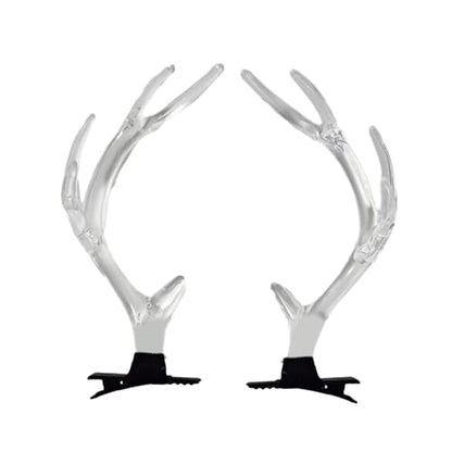 2PCS Clear Christmas Antler Hair Clip Festival Headwear For Woman Kids Bangs Taking Photo Shopping Travel Anti Slip Reindeer Antler Hair Clips Reindeer Hair Clips Reindeer Antler Hair Clips Kids Hair