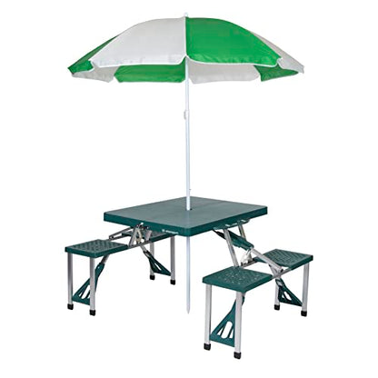 Stansport Picnic Table and Umbrella Combo - Green