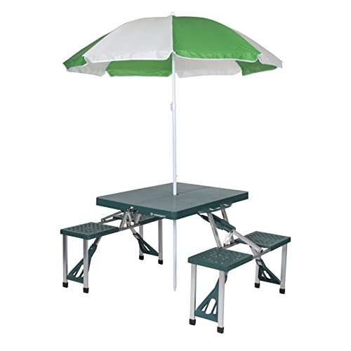 Stansport Picnic Table and Umbrella Combo - Green