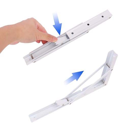 8 Pack 12 Inch White Folding Shelf Brackets with Screw, Collapsible Shelf Bracket Wall Mounted, Heavy Duty Folding Shelf Brackets for Wood Shelves, Wall-Mounted Tables & More - size: 8 Pack 12 Inch White