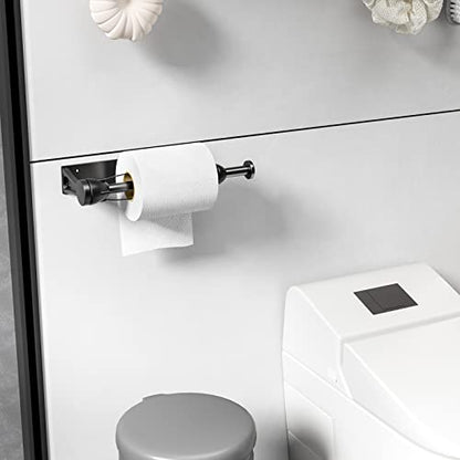 Paper Towel Holder Under Cabinet, Single Hand Operable Wall Mount with Damping Effect, Self-Adhesive or Drilled for Kitchen Bathroom, Black - color: Black