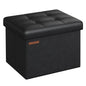 SONGMICS Small Folding Storage Ottoman, Foot Rest Stool, Cube Footrest, Synthetic Leather, 12.2 x 16.1 x 12.2 Inches, 286 lb Capacity, for Living Room, Bedroom, Dorm, Ink Black ULSF100B01 - color: Ink Black, style: Synthetic Leather