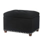 Joveco Storage Ottoman Bench, Rectangle 24″ Linen Foot Rest Stool Square Footstool for Living Room, Bedroom, Black - color: Line Black