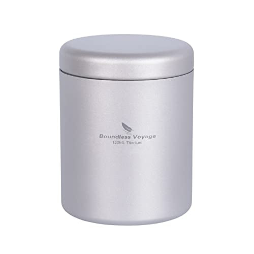 Boundless Voyage Titanium Small Tin Can Box Canister Tea Tins Coffee Tins Food Storage Container for Tea,Coffee, Herb, Candy, Chocolate, Sugar, Spices, Beans - color: Ti3209D-120ml 1pcs