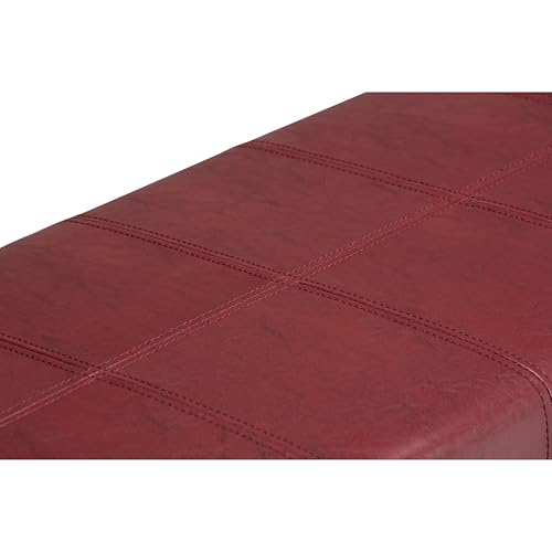 SIMPLIHOME Dover Storage Ottoman Bench - 36 inch Wide Upholstered Vegan Leather Rectangular Lift-Top Ottoman in Radicchio Red, Contemporary Bench for Living Room with Safety Hinges - color: Radicchio Red