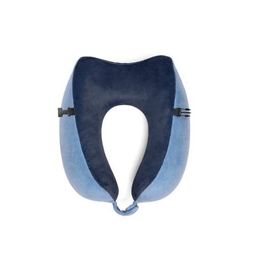 Brookstone Memory Foam Neck Travel Pillow Set - Portable Lightweight U-Shaped Stuffable Travel Neck Pillow for Car, Airplane Travels and Sleep, Size One Size, Blue - color: Blue