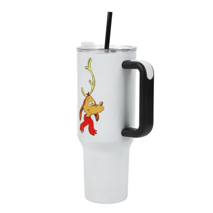 Bioworld The Grinch Max 40 Oz White Stainless Steel Tumbler with Handle - color: The Grinch Max