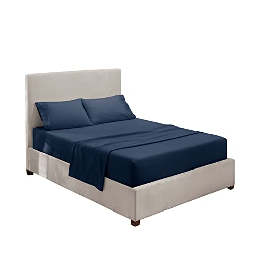 Hearth & Harbor Twin Size Sheets - 3 Piece Bed Sheet Set, Hotel Luxury Double Brushed Bed Sheets - Extra Soft Bedding Sheets & Pillowcases, Twin, Navy Blue - color: Navy Blue, size: Twin
