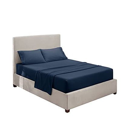 Hearth & Harbor Twin Size Sheets - 3 Piece Bed Sheet Set, Hotel Luxury Double Brushed Bed Sheets - Extra Soft Bedding Sheets & Pillowcases, Twin, Navy Blue - color: Navy Blue, size: Twin