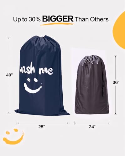 HOMEST 2 Pack XL Wash Me Travel Laundry Bag with Strap, Dirty Garments Organizer, Large Enough to Hold 4 Loads of Clothes, Easy Fit a Hamper or Clothing Basket, Sky Blue and Blue - color: (Ⅲ- With strap )Blue& Sky Blue