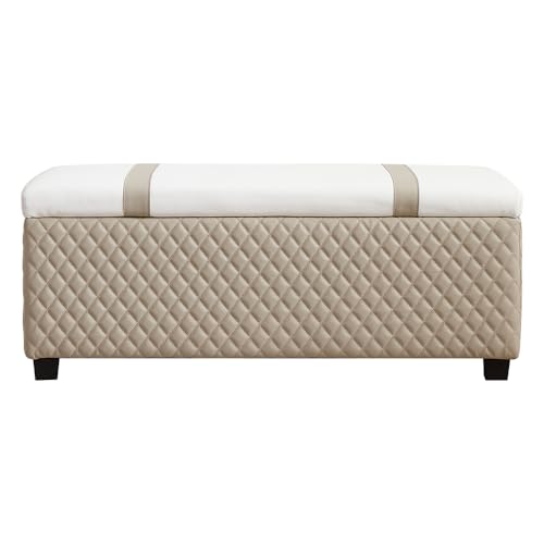 38-inch Narrow Storage Ottoman Bench with Seat - Faux Leather End of Bed Bench for Bedroom, Living Room & Entryway, Indoor Footrest Stool - color: Multi Color