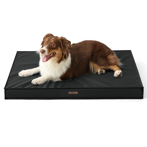 LE SURE Outdoor Waterproof Dog Bed for Medium Sized Dogs, Orthopedic Egg Crate Foam Pet Bed with Oxford Fabric Surface and Removable and Durable Cover, Machine Washable, 30''x20'', Black - color: Black, size: 30"L x 20"W x 3"Th