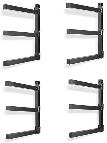 Ultrawall Wall Mount Wood Organizer and Lumber Storage Metal Rack for Shed, Workshop, Garage with 3-Level (Black-4 Pack) - style: Black-4 PACK