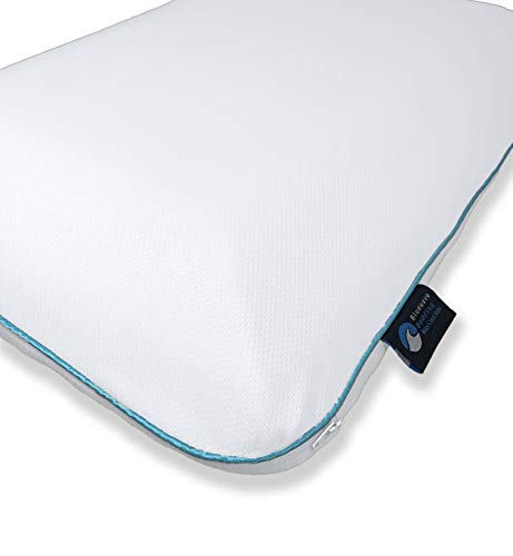 Bluewave Bedding Extra Slim Max Cool CarbonBlue Gel Memory Foam Pillow for Stomach and Back Sleepers - Thin, Flat Design with Advanced Cooling (1.75-Inch Height, Standard Size) - style: 1.75"H Extra Slim Max Cool (Standard)