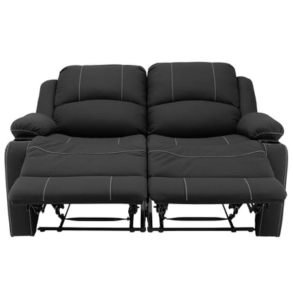 Camper Comfort 58" Wall Hugger Reclining RV Theater Seats | Double Recliner RV Sofa | RV Couch | Wall Hugger Recliner | RV Theater Seating | RV Furniture (Powered, Black w/White Stiching) - color: Black W/ White Stiching, style: Powered